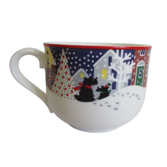 Noritake Twas the Night Before Christmas Cup & Saucer Scottie Dogs Snowy Village - Picture 4 of 8